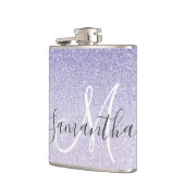 Moderne Paars Glitter heeft persoonlijke naam Heupfles (Links)