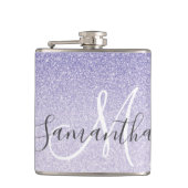 Moderne Paars Glitter heeft persoonlijke naam Heupfles (Voorkant)