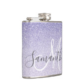 Moderne Paars Glitter heeft persoonlijke naam Heupfles (Rechts)