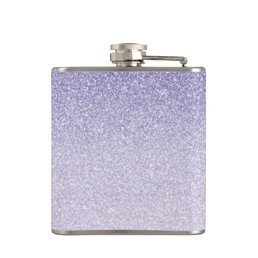 Moderne Paars Glitter heeft persoonlijke naam Heupfles (Achterkant)