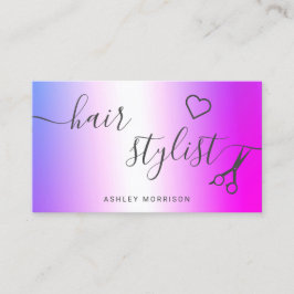 Moderne paars scharen met haarstyrelroen visitekaartje