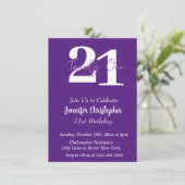 Moderne Paarse 21e verjaardagsuitnodiging Kaart (Staand voorkant)