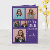 Moderne Paarse 5 foto collage 18e verjaardag Kaart (Gele Bloem)