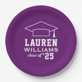 Moderne Paarse Aangepaste Graduatie Partij Papieren Bordje (Voorkant)