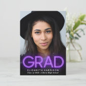 Moderne Paarse aankondiging Afstuderen Neon (Staand voorkant)