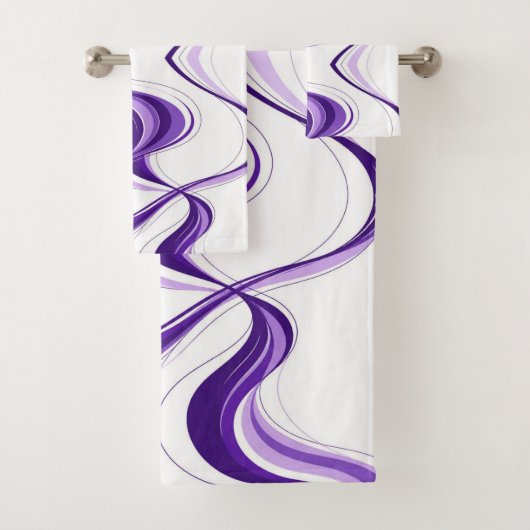 Moderne Paarse Abstracte Lint Wervelingen Zomer Bad Handdoek (Insitu)