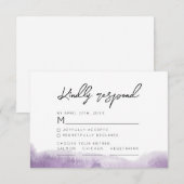 Moderne Paarse Abstracte Waterverf bruiloft RSVP Kaartje (Voorkant / Achterkant)