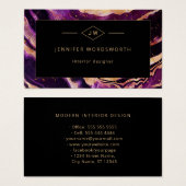 Moderne Paarse Abstracte zwarte tribune Visitekaartje (Voorkant /achterkant)