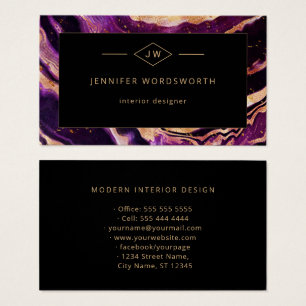 Moderne Paarse Abstracte zwarte tribune Visitekaartje