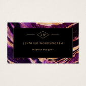 Moderne Paarse Abstracte zwarte tribune Visitekaartje (Voorkant)