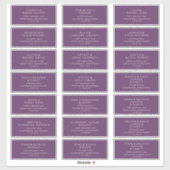 Moderne Paarse Adresetiketten voor bruiloft Sticker (Vel)