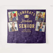 Moderne Paarse Afstudeer 4 Fotohokje Achtergrond Wandkleed (Voorkant (horizontaal))