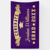 Moderne Paarse afstudeerfeest 2024 Spandoek (Verticaal)
