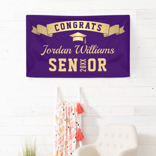 Moderne Paarse afstudeerfeest 2024 Spandoek (Insitu)