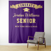 Moderne paarse afstudeerfeest foto achtergrond wandkleed (In situ)