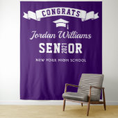 Moderne paarse afstudeerfeest foto achtergrond wandkleed (In situ)