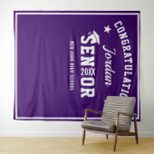 Moderne Paarse Afstudeerfoto Booth Achtergrond Wandkleed (In Situ (horizontaal))