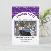 Moderne Paarse Afstuderen foto Hartelijk dank Bedankkaart (Staand voorkant)