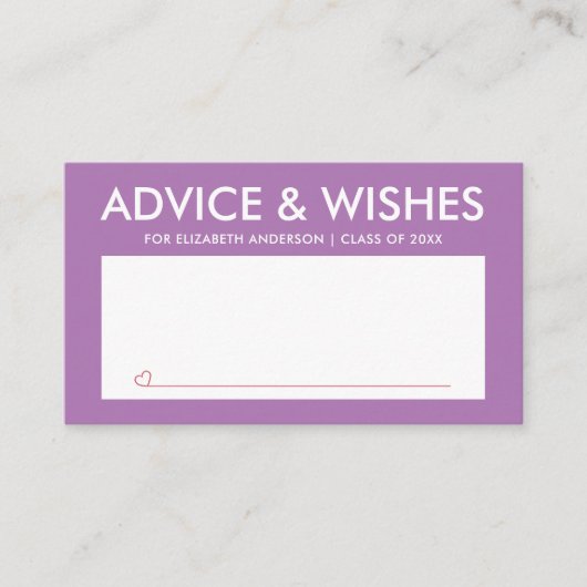 Moderne Paarse Afstuderen Student Afstudeerfeest Advieskaart (Voorkant)