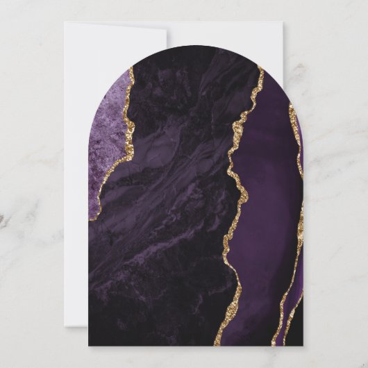 Moderne Paarse Agaat Chic Script Arch Shape Weddin Kaart (Achterkant)