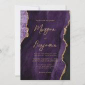 Moderne Paarse Agaat Chic Script Bruiloft Kaart (Voorkant)