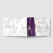 Moderne Paarse Agaat Gold Script Marmeren Verjaard Gastenboek (Volledig)