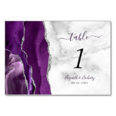 Moderne Paarse Agaat Marmeren Bruiloft Kaart (Voorkant)