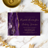 Moderne Paarse Agaat Plum Bruiloft Kaart