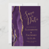 Moderne Paarse Agaat Plum Save the Date (Voorkant)