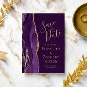 Moderne Paarse Agaat Plum Save the Date