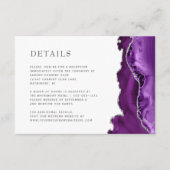 Moderne Paarse Agaat Zilver Bruiloft Details Informatiekaartje (Voorkant)