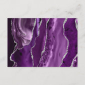 Moderne Paarse Agaat Zilver Bruiloft Details Informatiekaartje (Achterkant)