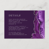 Moderne Paarse Agaat Zilveren Pruim Bruiloft Detai Informatiekaartje (Voorkant)