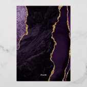 Moderne Paarse Agate Chic Script bruiloft Folie Uitnodiging (Achterkant)