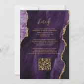 Moderne Paarse Agate Script QR Code Wedding Kaart (Achterkant)