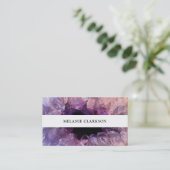 Moderne paarse amethyste gemstone geode mineraal. visitekaartje (Staand voorkant)