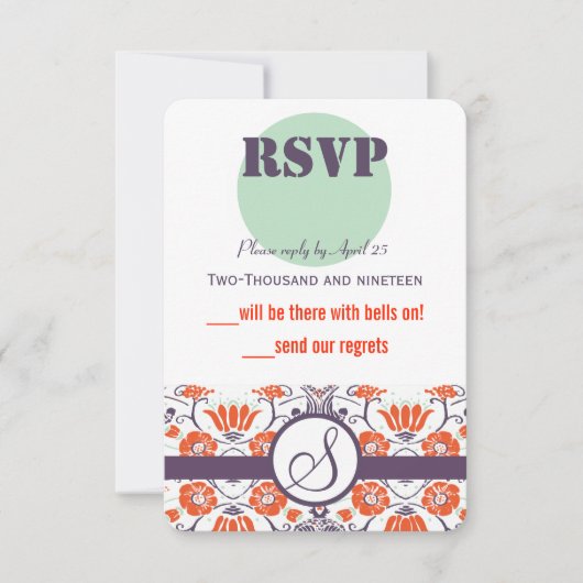 Moderne Paarse Aqua Mint Modern Typography Wedding (Voorkant)