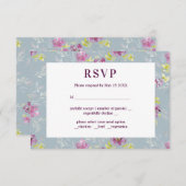 Moderne paarse aquarel bloem RSVP Sage Kaart (Voorkant / Achterkant)