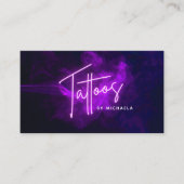 Moderne Paarse artiest Neon & Smoke Tattoo Visitekaartje (Voorkant)