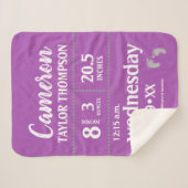 Moderne Paarse Baby geboorte Stat Nursery Sherpa Deken (Voorkant (horizontaal))