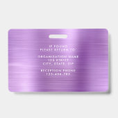 Moderne paarse bedrijfsfoto-ID Badge (Achterkant)