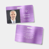 Moderne paarse bedrijfsfoto-ID Badge (Voor- en achterkant)