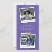 Moderne Paarse beeldstrepen Foto Afstuderen Aankondiging (Achterkant)