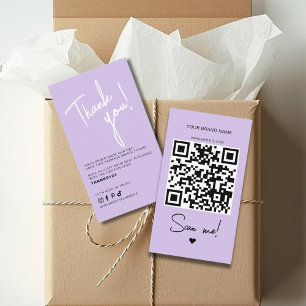 Moderne paarse bestelling bedankt QR-code Visitekaartje