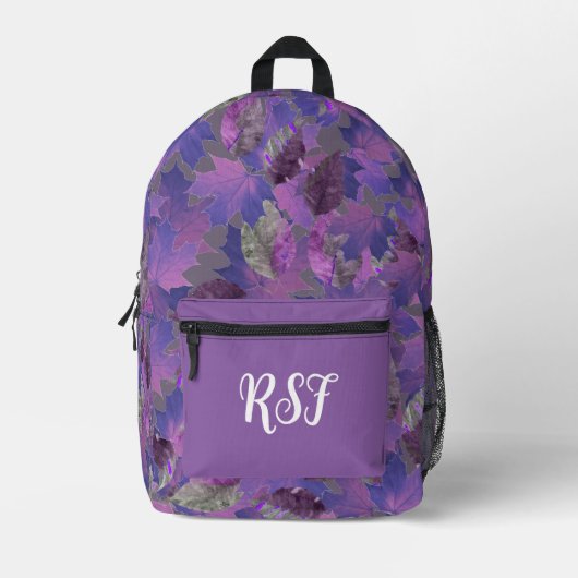 Moderne Paarse bladeren Camo Pattern Girly Bedrukte Rugzak (Voorkant)