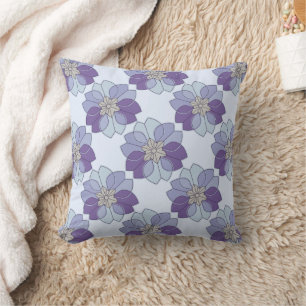 Moderne paarse blauwe geometrische bloemenkussen kussen