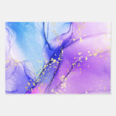 Moderne Paarse Blauwe Marmeren Galactische Gloed Inpakpapier Vel (Voorkant 2)