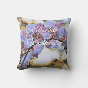 Moderne Paarse blauwe orchidee bloemen Kussen