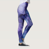 Moderne paarse blauwe waterverf splaatstpatroon leggings (Rechts)