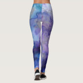 Moderne paarse blauwe waterverf splaatstpatroon leggings (Achterkant)